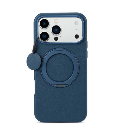 MaxGuard Spin Grip Magpivot Leather Case for Apple iPhone 18 Pro Max / 17 Pro Max - Navy