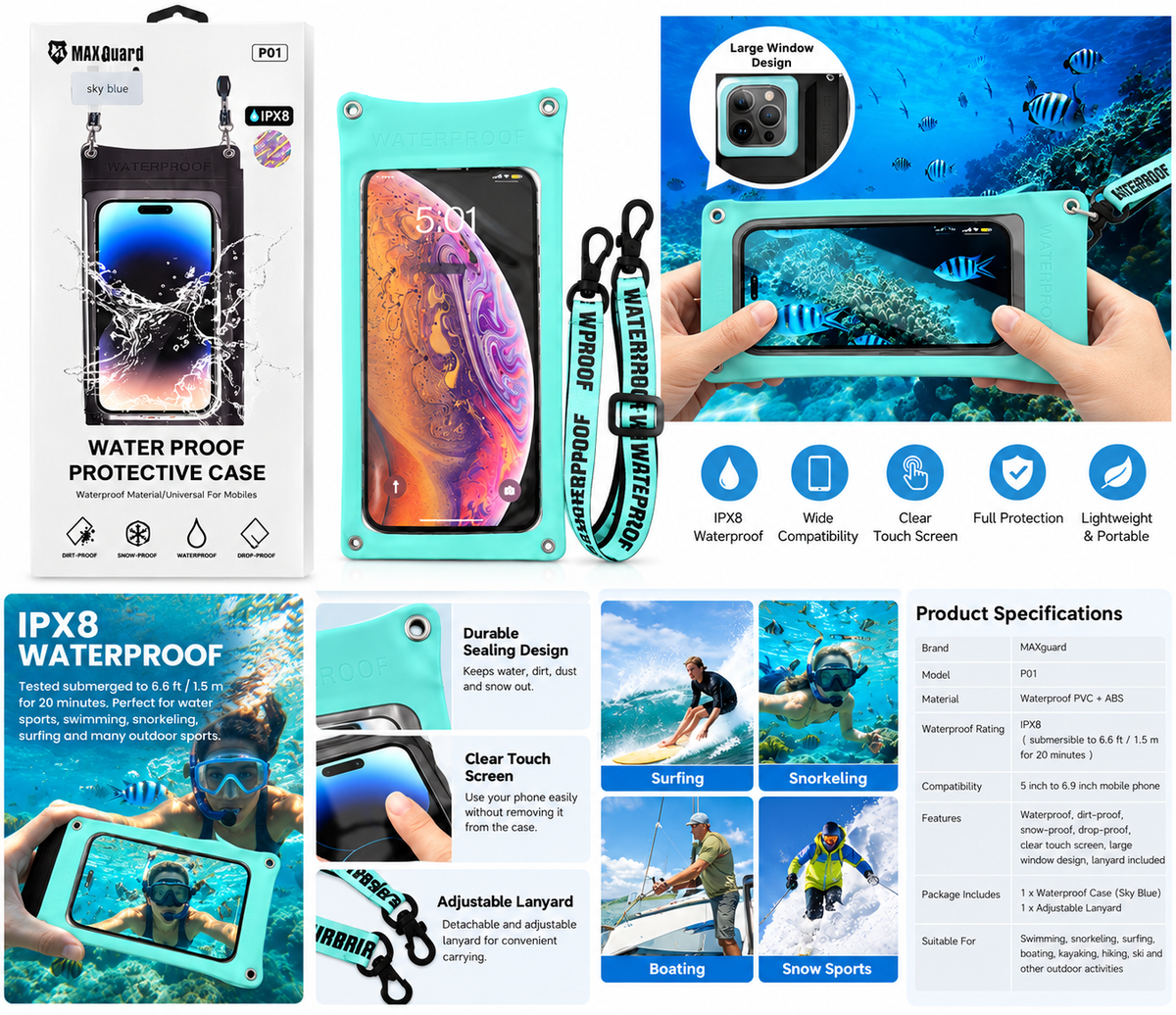 MaxGuard Waterproof Bag for Universal Devices 6.6'' - Green