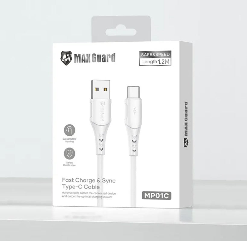 Maxguard 1.2m USB-A to Type C Cable (MP01C) - White