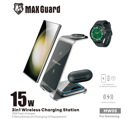 MaxGuard 15w 3-In-1 Wireless Charger Charging Station MW05 (For Samsung)