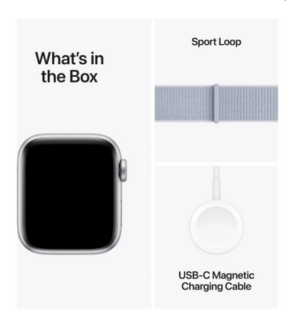 Apple Watch SE 40mm Silver Aluminium Case with Blue Cloud Sport Loop [MXEE3ZPA]