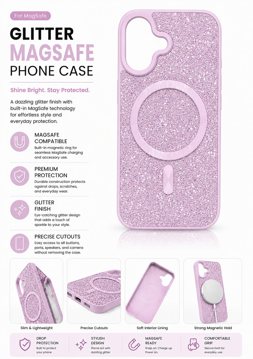 MaxGuard Diamond MagSafe Case for iPhone 17 - Purple