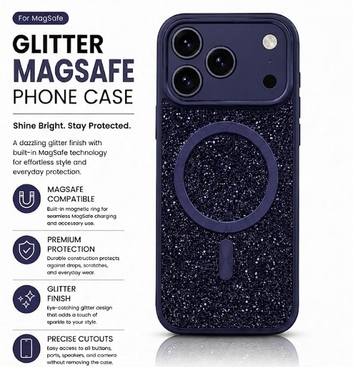 MaxGuard Diamond MagSafe Case for iPhone 17 Pro Max - Dark Purple