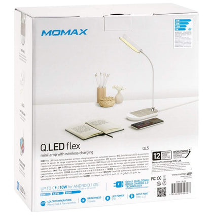 MOMAX Q.LED Flex Mini Lamp with Wireless Charging (White)