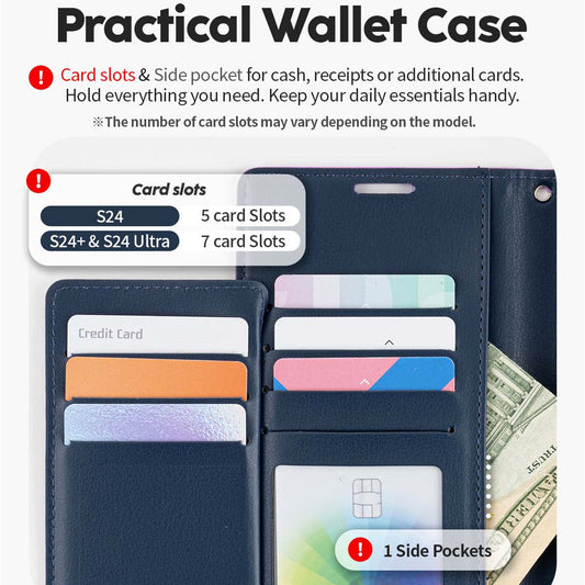 Goospery Rich Diary Book Case for iPhone 14 Plus 6.7' - Black