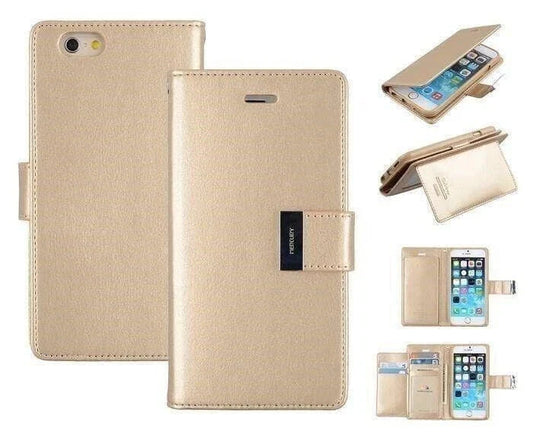 Goospery Rich Diary Book Case - iPhone 14 6.1' - GOLD