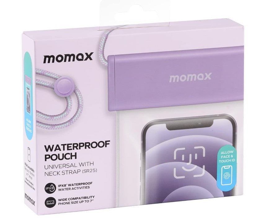 MOMAX WaterProof Pouch with Neck Strap - Purple