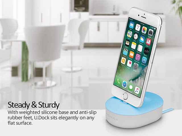 MOMAX U. DOCK FOR IPHONE, WITH CABLE - LIGHT BLUE