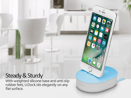 MOMAX U. DOCK FOR IPHONE, WITH CABLE - LIGHT BLUE