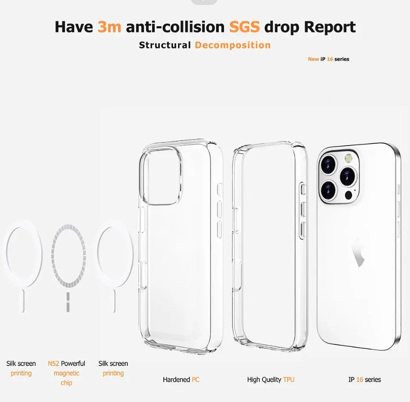 UTIA Ultimate Shockproof Transparent Magsafe Case - iPhone 16 - Transparent