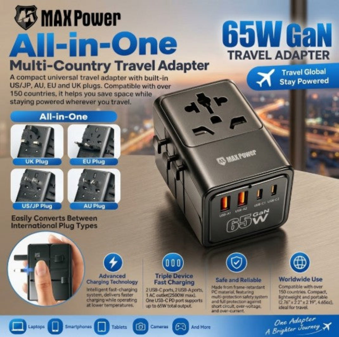MaxPower All-in-One Multi-Country Travel Adaptor [TP-02]