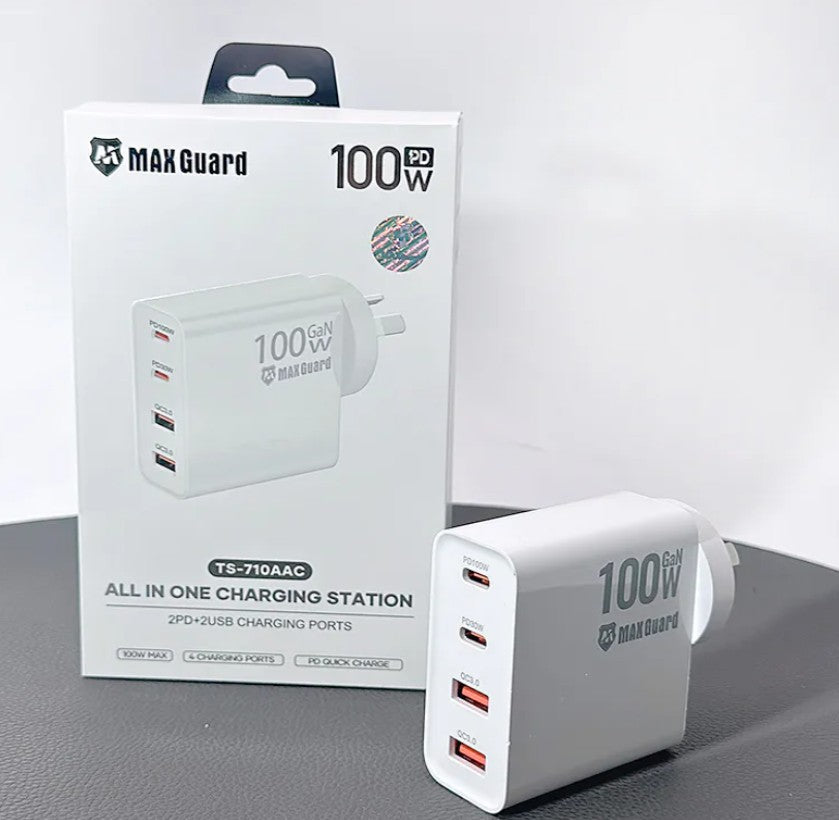 MaxGuard PD100W - All in one charging station (2PD+2USB) - for Laptop / iPad / Mobile Phone