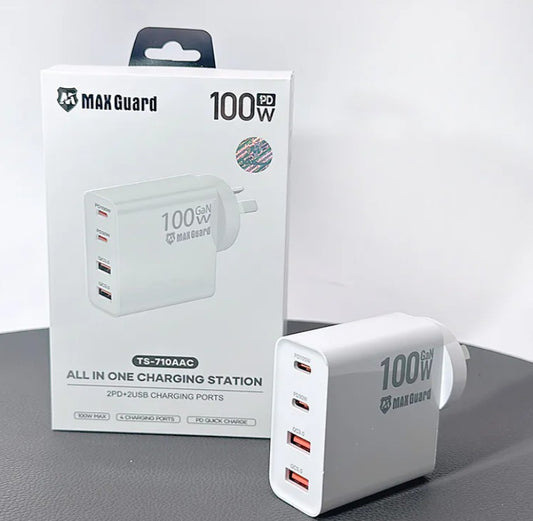 MaxGuard PD100W - All in one charging station (2PD+2USB) - for Laptop / iPad / Mobile Phone