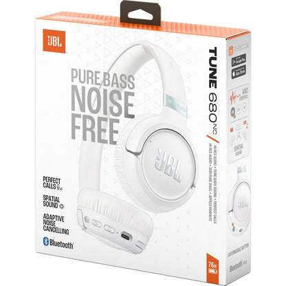JBL Tune 680NC Wireless On-Ear Noise Cancelling Headphones - White (AU Stock)
