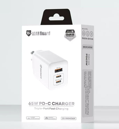 MaxGuard 65W PD Wall Charger for Laptops / Tablets / Phones