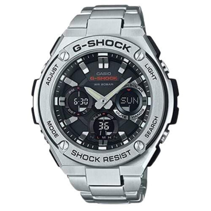 Casio G Steel Solar World Time Stainless Steel Mens Watch - Silver