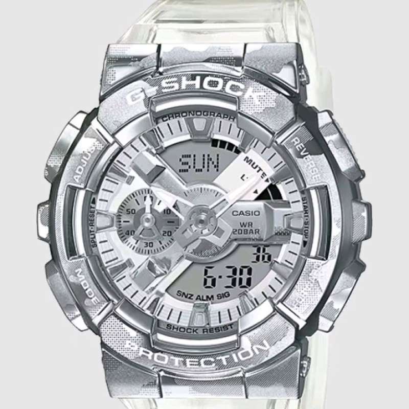 Casio G-Shock Analog Digital Watch - Metal Covered - Silver x Clear