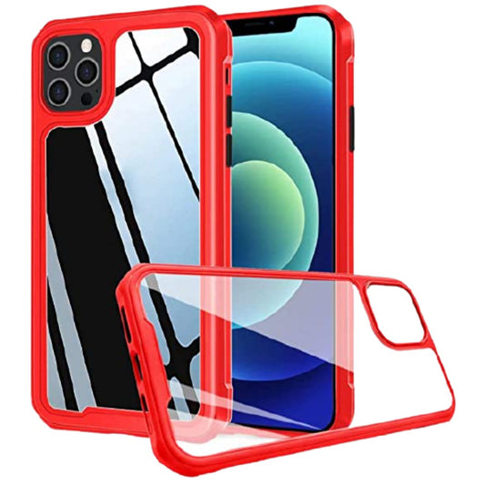 HARD CASE - CLEAR - APPLE iPhone 12 / 12 Pro 6.1' - RED