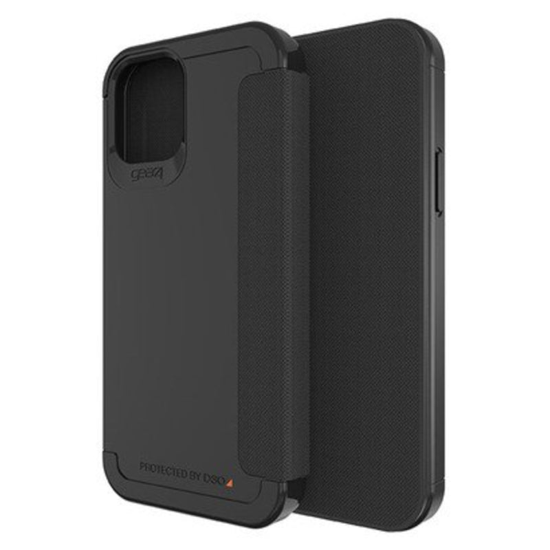 Gear4 Wembley Flip Case - iPhone 12 / 12 Pro 6.1' - Black / Black-Front-Back
