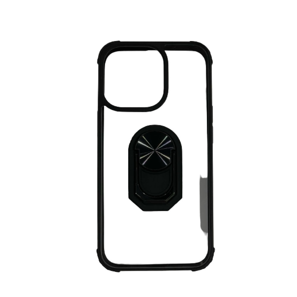 HARD CASE with MAGNET STAND RING - IPHONE 13 PRO - BLACK / CLEAR