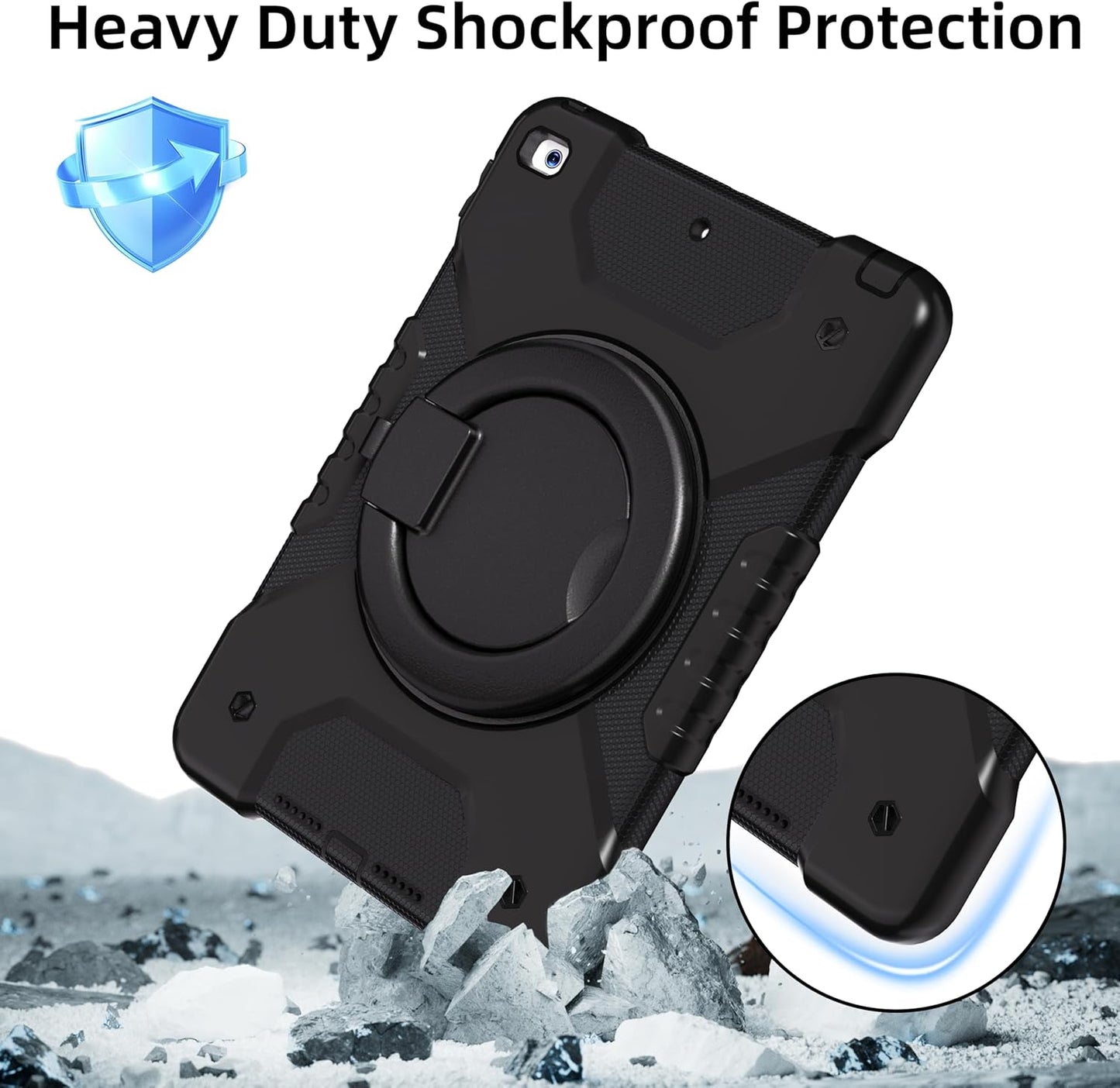 Rugged Protective Case with Folded Handle iPad 10.2' 7 / 8 / 9th - Black