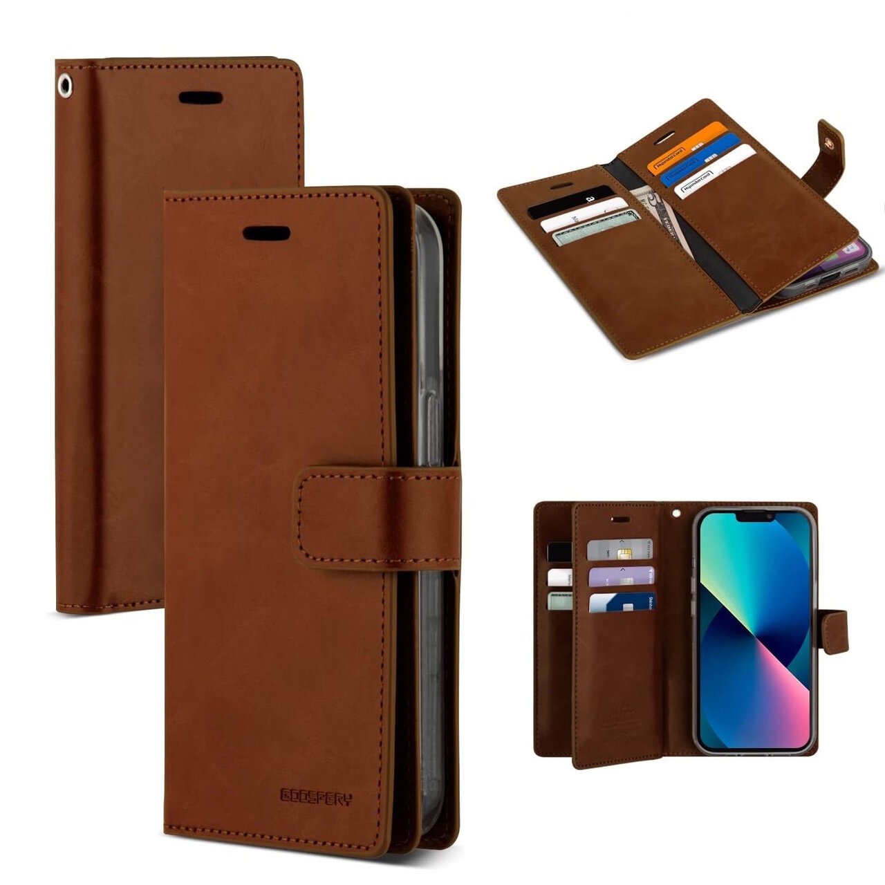 Mansoor Diary Case with Card Slot for iPhone XS MAX - Brown