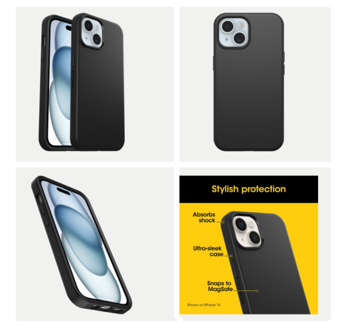 OtterBox Symmetry (MagSafe) Case for iPhone 16e / 15 / 14 / 13  - Black