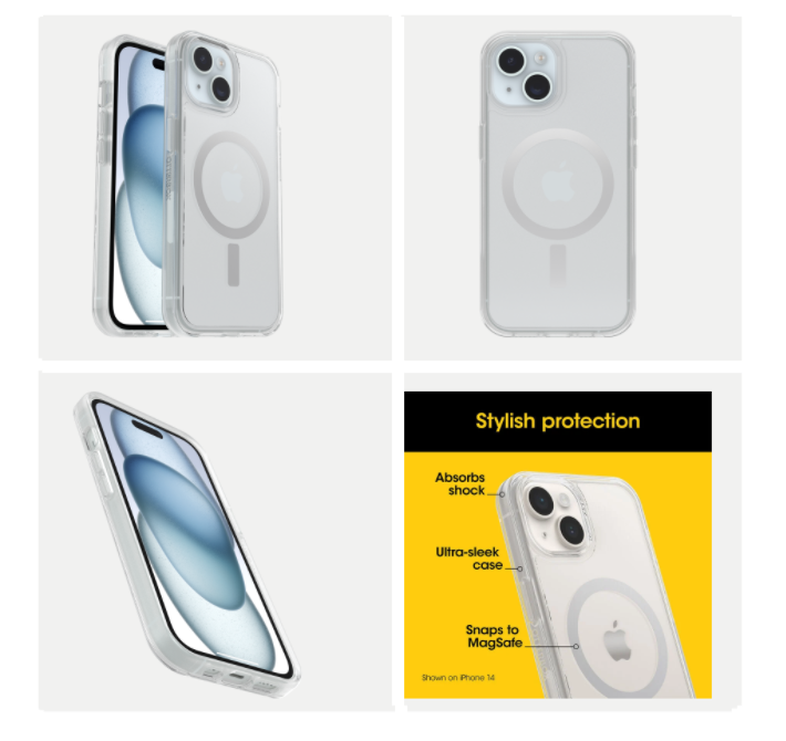 OtterBox Symmetry (MagSafe) Case for iPhone 16e / 15 / 14 / 13 (6.1") - Clear