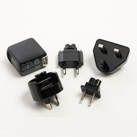iridium AC Charger USB 5V 2.1A with International Plugs - BLACK