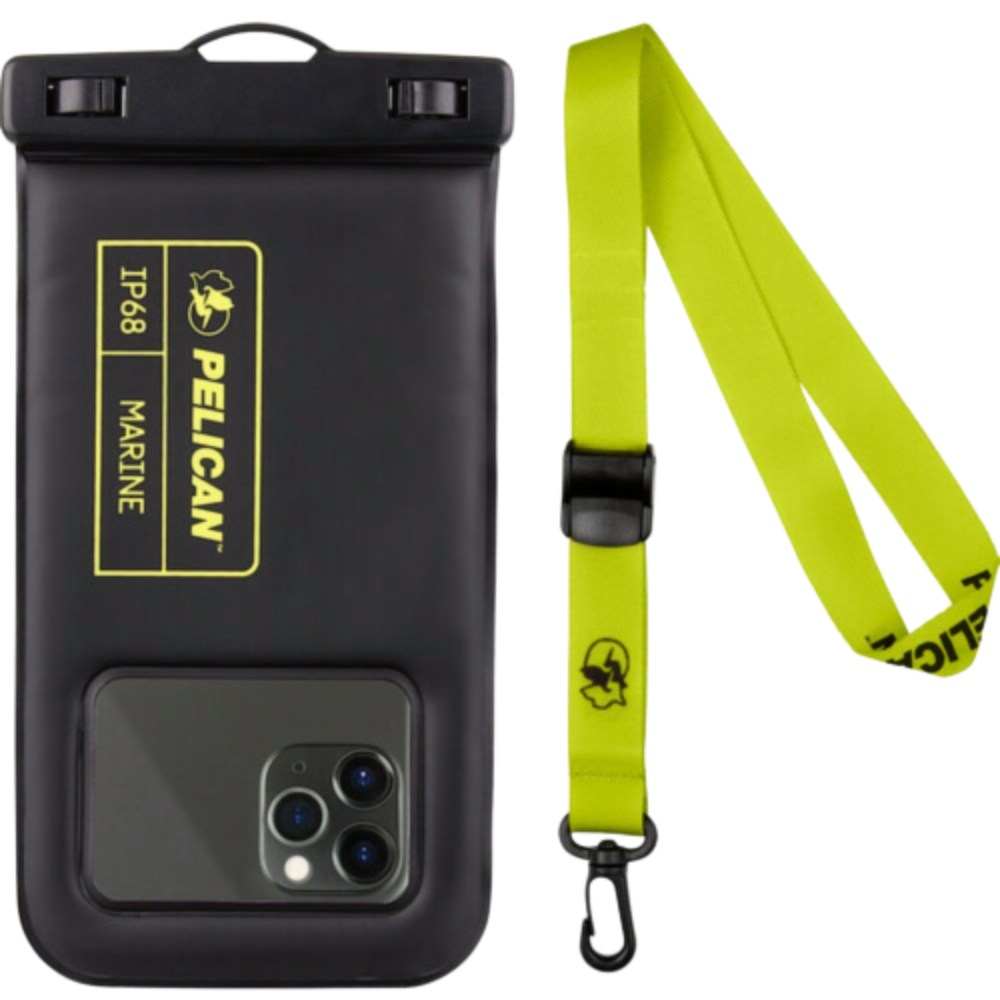 PELICAN - Marine Waterproof Phone Pouch - Universal - Black/Neon Green