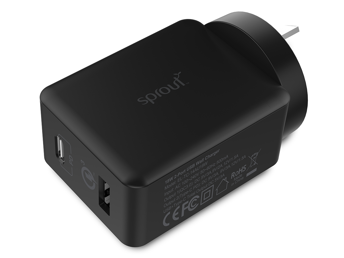 Sprout Dual Port Power Adaptor QC3.0
