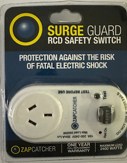 ZAP CATCHER - Surge Guard RCD Safety Switch Adaptor - White