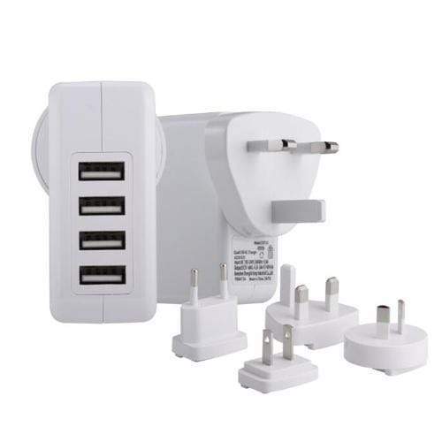Generic Accessories White 4 Port USB Travel Charger with AU, EU, UK, US Plugs